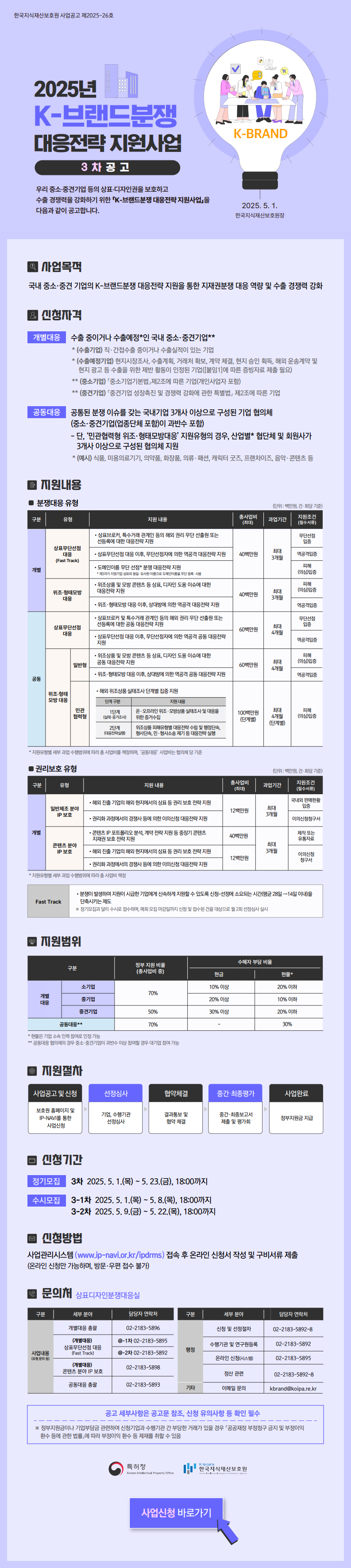 [정기3차] 2025년 K-브랜드분쟁 대응전략 지원사업 정기 3차 공고